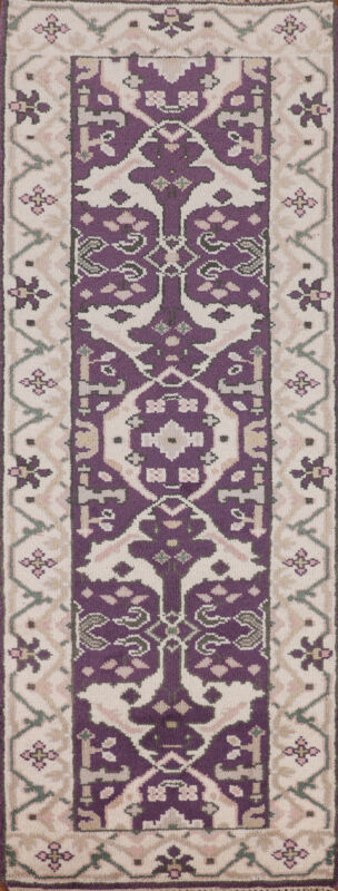 Handmade Oushak Indian Hallway Runner Rug Wool Carpet 3x8