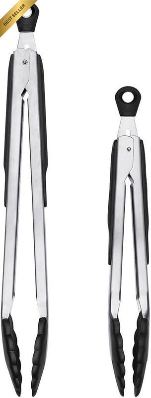 Good Grips 2-Piece Silicone Head Stainless Steel Tong Set (Black, 30.5 Cm & 34.5