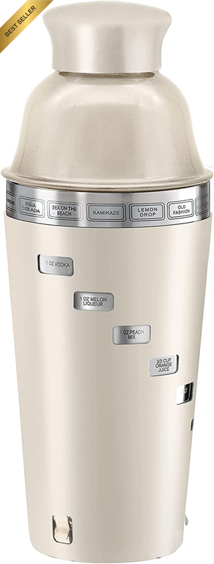 Dial a Drink Cocktail Shaker - Warm Gray, 15 Recipes, Built in Strainer, 34 Oz -