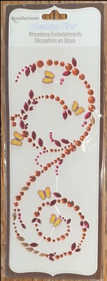 Recollections Boutique Fleur Rhinestone- Butterflies Gems Scrapbook Stickers 3D