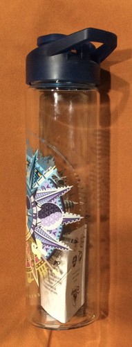 New Disney World 4 Parks Mickey Mouse Compass Glass Water Bottle Container VHTF