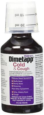 Dimetapp DM Elixir Cold Cough Relief Syrup With Grape Taste for Childrens 4 oz