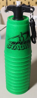Speed Stacks 12 cup Neon Green & Sparkles with Cup Keeper WSSA Official Cups
