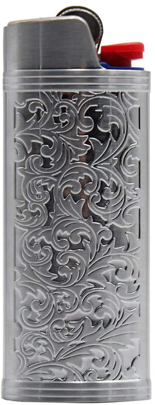 Case Cover Holder Vintage Floral Stamped For Bic Full Size Lighter