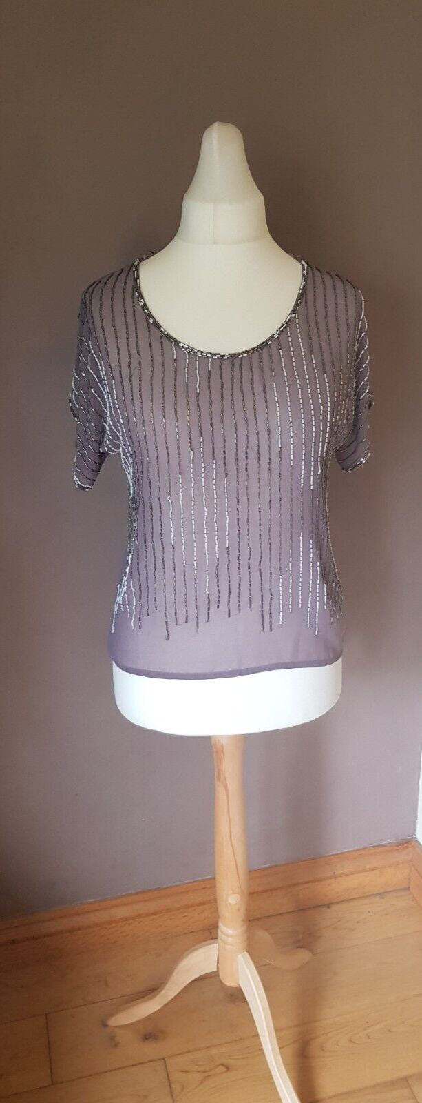 BNWT Dark Lilac Sequin Top from M&Co Petite Size 10 RRP £45 Cruise Party Bling