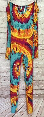 Fashion Nova Tie Dye Jumpsuit Medium NEW Open Back Off Shoulder