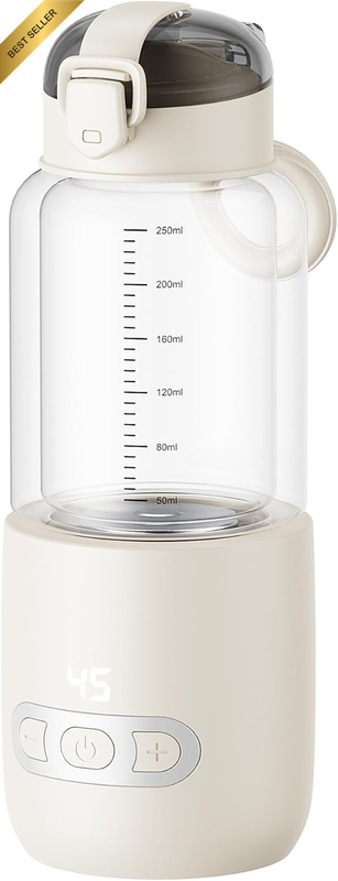 Portable Water Milk Warmer: 37-55°C, 6 Min Heat, 12H Constant Temp, USB