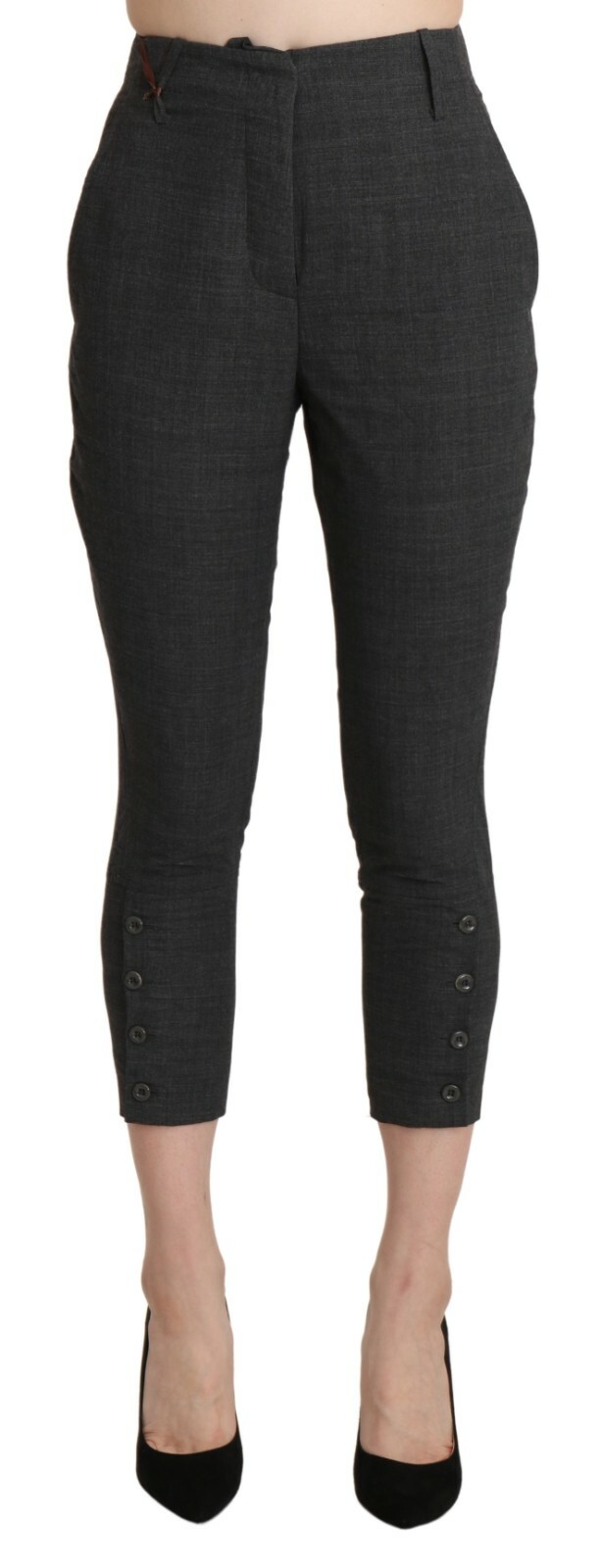

ERMANNO SCERVINO Брюки Хлопковые черные укороченные капри с высокой талией IT44/US10/ $700, Черный