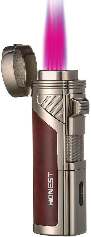 Honest Torch Lighter Quadruple 4 Jet Flame Refillable Butane Cigar Lighters