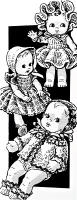 483 Vintage Mail Order 3 DOLL OUTFITS Pattern to Crochet (Reproduction)