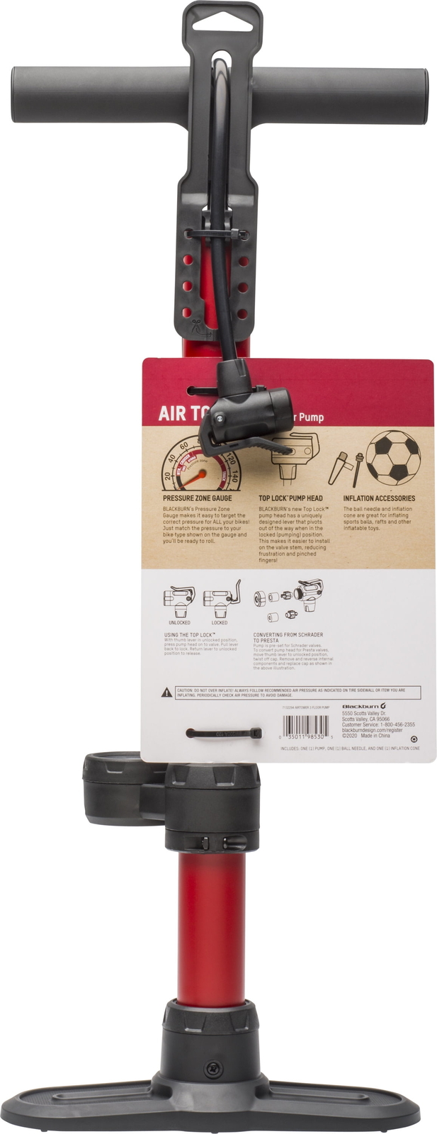 Blackburn Air Tower 3 Bicycle Floor Pump with Mid Gauge