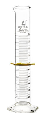 Eisco Labs 500ml Graduated Cylinder, Class A, ASTM - Hexagonal Base