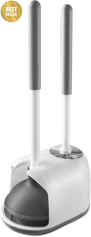 Toilet Plunger and Brush, 2 in 1 Toilet Bowl Brush Plunger Set with Holder, Bath