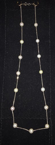 White Freshwater Pearl Necklace - 14k White Gold 17”