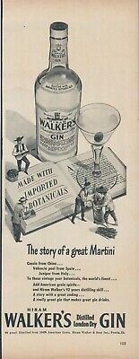 1950 Walkers Gin Story Great Martini Book Spain Juniper China Vtg Print Ad L11