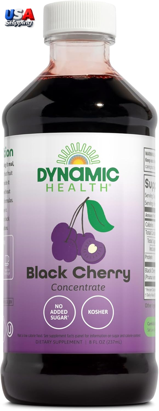 Pure Black Cherry Unsweetened 100% Juice Concentrate, No Additives or Preservatives, Antioxidant, 8Oz (Packaging Varies)