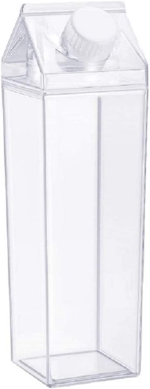 Milk Carton Water Bottle 17Oz (500Ml) Plastic Clear Square Milk Bottle  Shaped