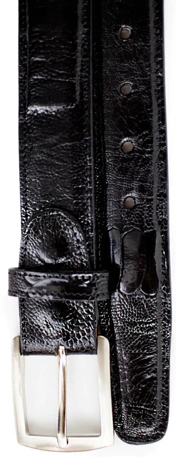 Pre-owned Belvedere Men's  Belt Genuine Ostrich Leg Up To Size 44 Style 2000 Black