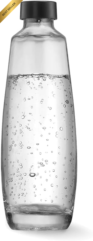 1L Glass Bottle Compatible with Duo Sparkling Water Maker Dishwasher Safe Black