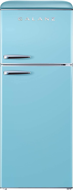 GLR10TBEEFR Retro Refrigerator with Top Freezer Frost Free, Dual Door Fridge, Ad