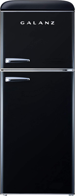 GLR46TBKER Retro Compact Refrigerator with Freezer Mini Fridge with Dual Door, A