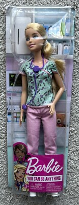 Mattel Barbie NURSE DOLL Blonde Heart Stethoscope 2020 You Can Be Anything