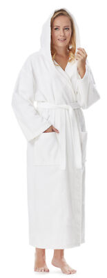 Damen-Bademantel Astra mit Kapuze, wadenlang oder extra lang, 100% Baumwolle