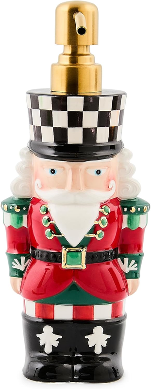 MacKenzie Childs Ceramic Soap Pump Liquid Dispenser Nutcracker