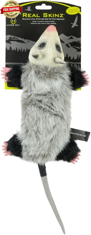 Hyper Pet Real Skinz Plush Dog Toy with Squeaker, Opossum, f