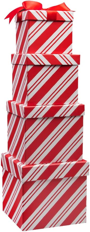 Es Candy Cane Christmas Nesting Boxes With Lids In 4 Assorte