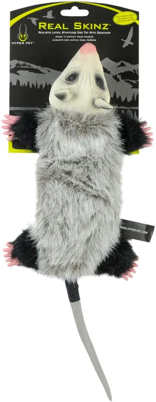 Hyper Pet Real Skinz Plush Dog Toy with Squeaker, Opossum, f
