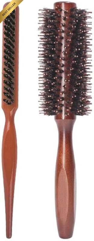 Small Boar Bristle round Hair Brush, Portable round Hair Brush for Blow Drying,