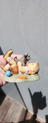 Berta Hummel Figurine ''Pals'' BH4 Goebel 1996 Boy Playing With Dog