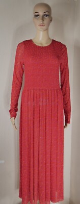 FREE PEOPLE Hello And Goodbye Mesh Midi Dress Red Floral Print Womens Medium