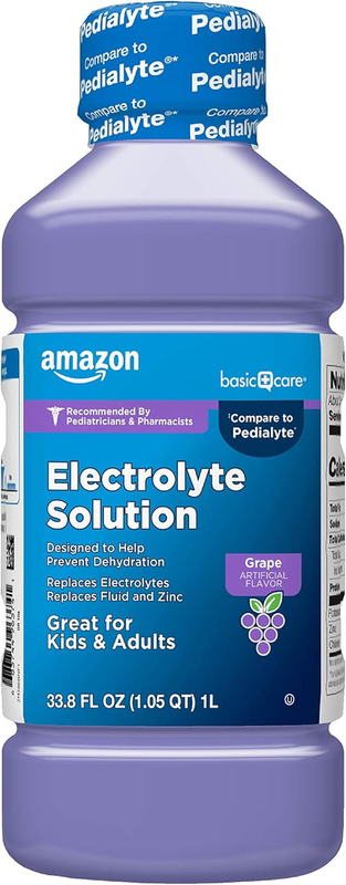 Pediatric Electrolyte Solution, Grape Flavor, Helps Prevent Dehydration, Replaces Electrolytes, Fluid and Zinc, for Kids and Adults, 33.8 Fl Oz (Pack of 1)