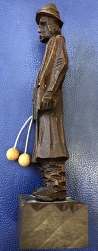 Wood Carving of Man Figurine with Bola Balls, Argentina Gaucho 6 1/2
