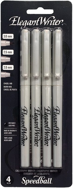Elegant Writer Calligraphy 4 Marker Set, Black, 2.0 Mm, 2.5 