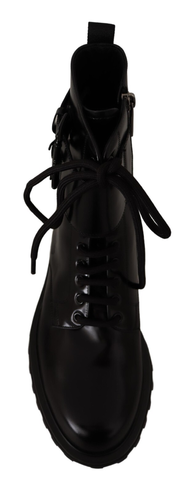 Pre-owned Dolce & Gabbana Shoes Boots Black Leather Combat Lace Up Mens Eu40 / Us7 $1400 In Black