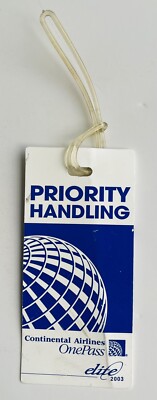 Continental Airlines OnePass Elite -Priority Handling Baggage Tag - 2003