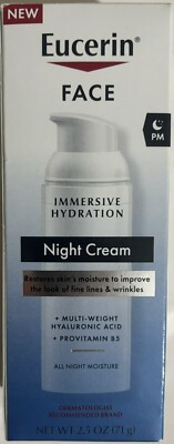 Eucerin PM Face Immersive Hydration Night Cream 2.5oz New Hyaluronic Acid