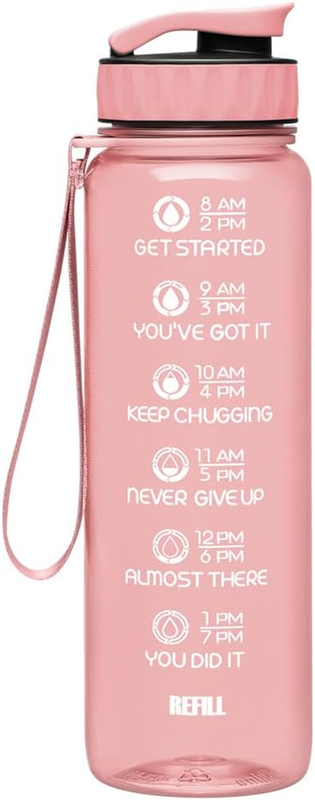 Motivational 32 Oz/24 Oz Water Bottle with Time Marker, Updated BPA Free Leak Pr