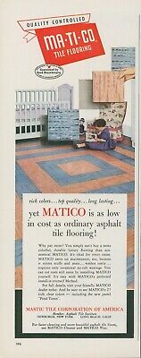 1951 Matico Tile Flooring Girl Reading Book Crib Doll Squares Vtg Print Ad BH1