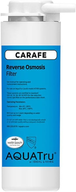 Aquatru Carafe AT100 Reverse Osmosis Filter | Reduces Arsenic, Lead, Parasitic Cysts, Copper, and More | Filters Impurities down to 1/10000 of a Micron!