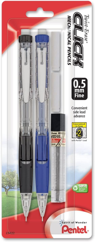 With 2 Eraser Refills And Lead, 0.5mm, Assort