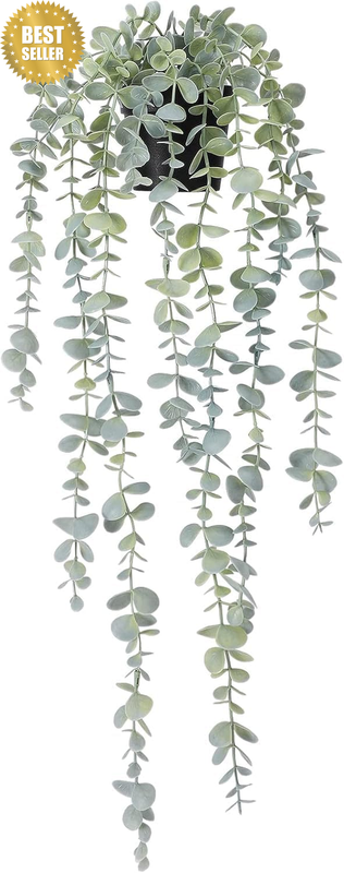 Artificial Hanging Eucalyptus Plant, 1 Pack Fake Potted Greenery for Wall, Home,