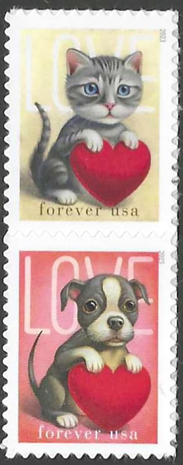 SC#5745 & 5746 - Forever - Kitten & Puppy Love Setenant Pair