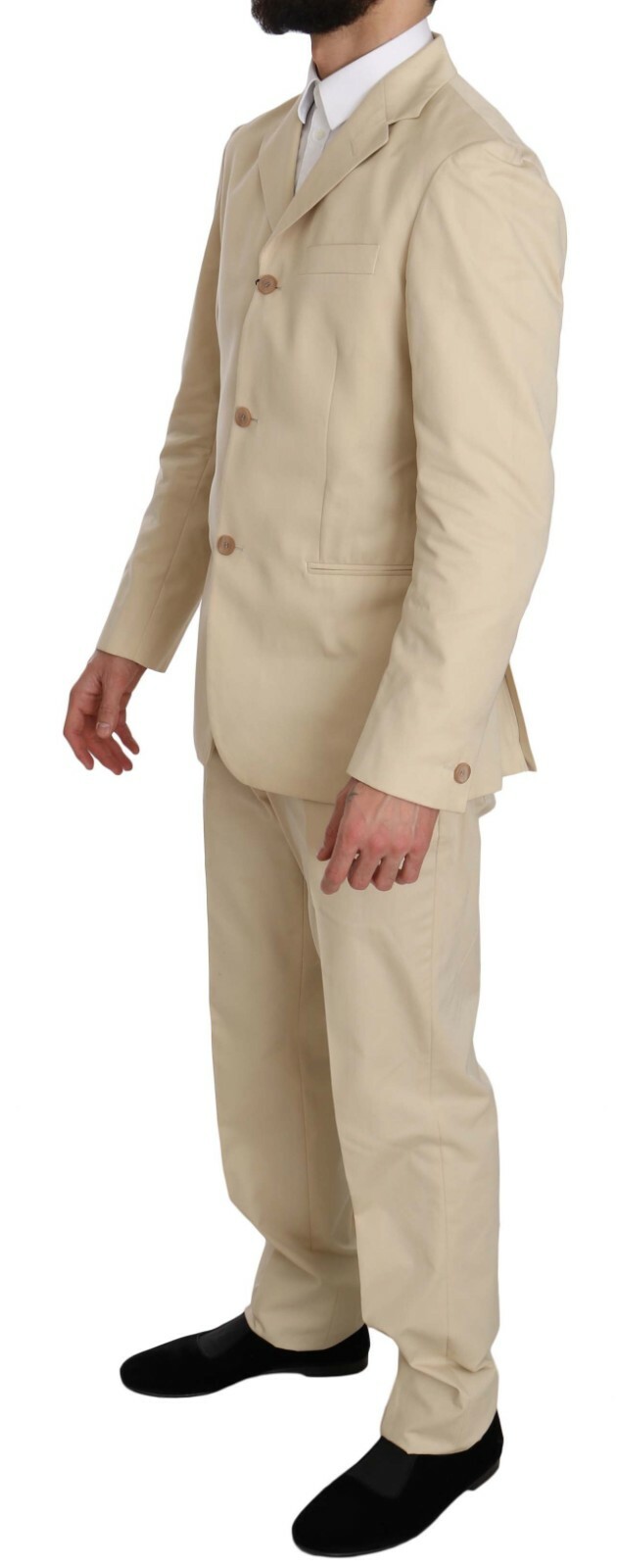 Pre-owned Romeo Gigli Suit Two Piece 3 Button Beige Cotton Solid Eu46 /us36/ S Rrp $600