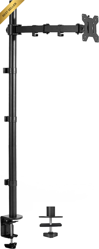 Extra Tall Single Monitor Desk Mount Stand 39" Pole Adjustable Fits 13-32 Inch V