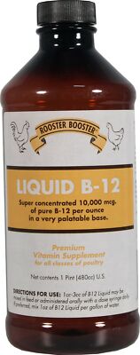 Liquid B-12 Rooster Booster Premium Supplement + Vitamin  K For All Poultry