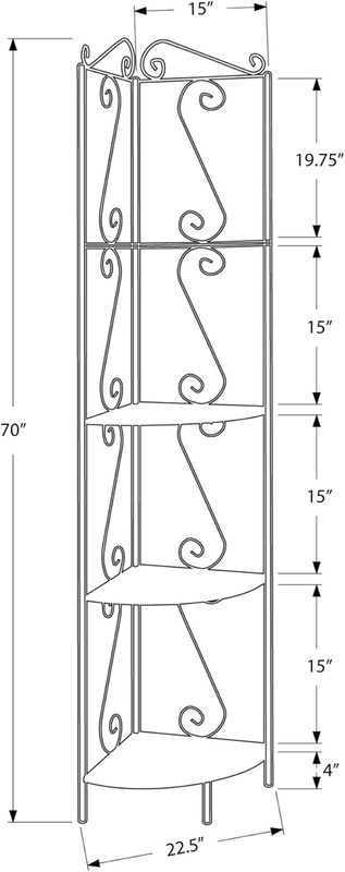 Corner Bookcase with Decorative Scrolls Copper